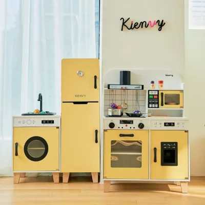 2in1 Pretend Cooking Sets Wooden Electric Kitchen Toys with Real Water