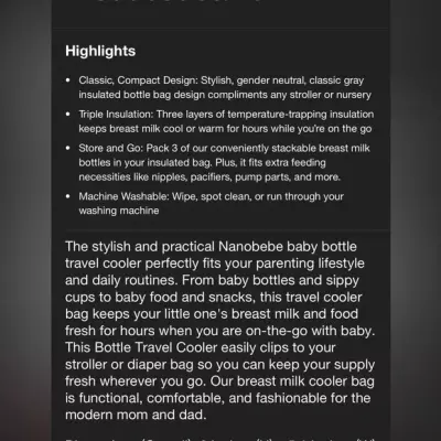 Nanobebe triple insulated cooler/travel bag