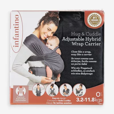 Infantino Hug & Cuddle Adjustable Hybrid Wrap Carrier Multicolor Age- Newborn & Above