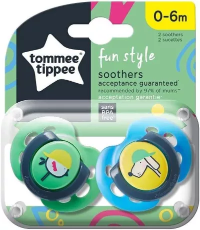 Tommee Tippee Fun Style Soother, 0-6 Months, Pack Of 2