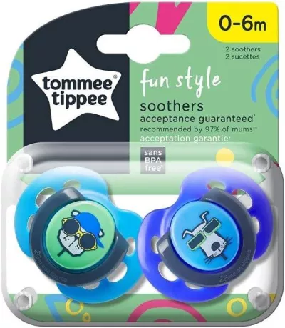 Tommee Tippee Fun Style Soother, 0-6 Months, Pack Of 2