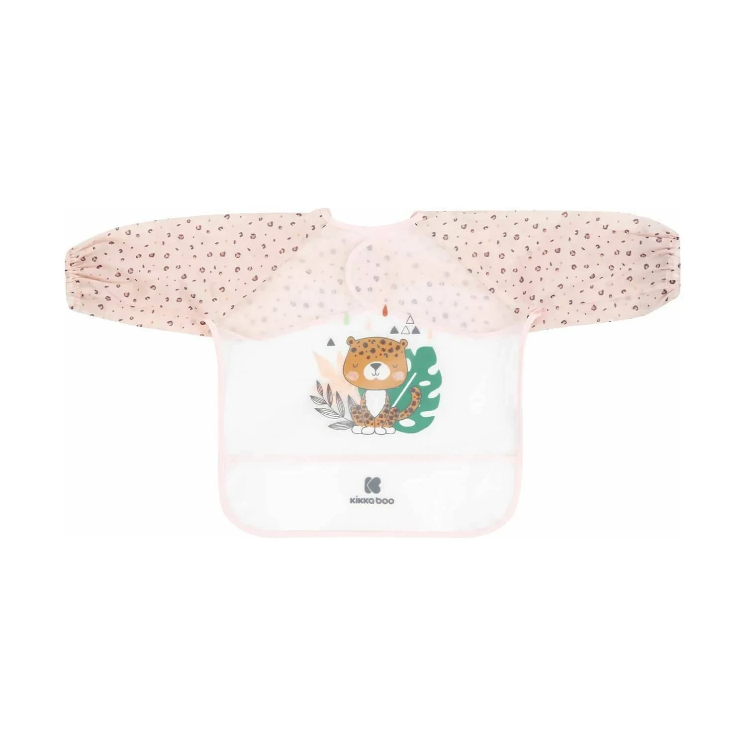 Kikkaboo Еva Long Sleeve Bib With Crumb Catcher Savanna Pink Age- 4 Months & Above