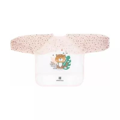 Kikkaboo Еva Long Sleeve Bib With Crumb Catcher Savanna Pink Age- 4 Months & Above