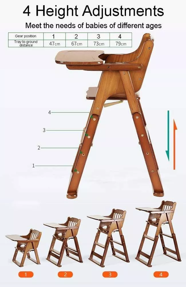 Adjustable Wooden High Chair