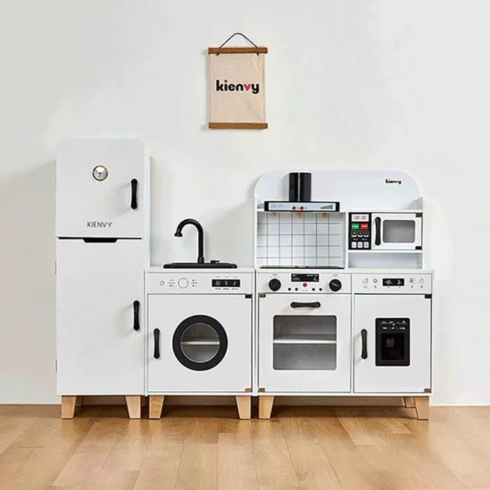 2in1 Pretend Cooking Sets Wooden Electric Kitchen Toys with Real Water