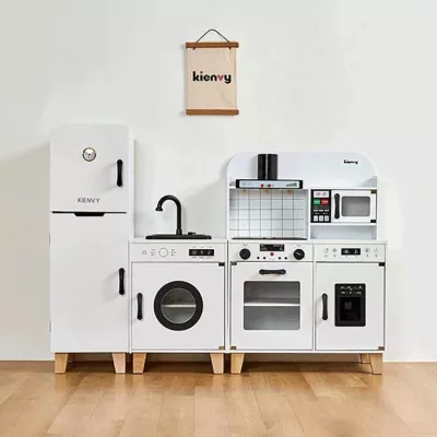 2in1 Pretend Cooking Sets Wooden Electric Kitchen Toys with Real Water