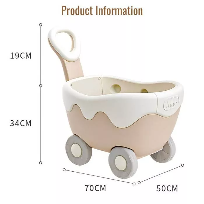 Cream Shopping Cart Walker Push Cart