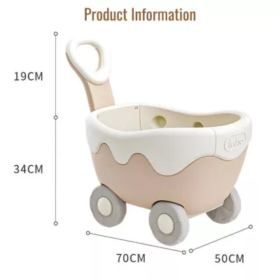 Cream Shopping Cart Walker Push Cart