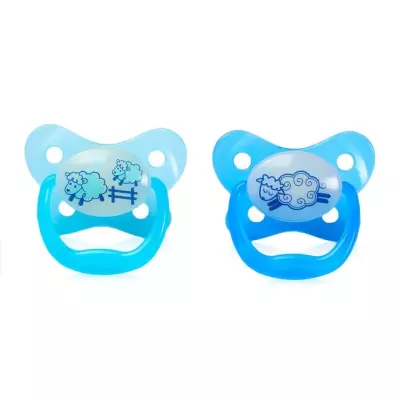 Dr Brown's Prevent Glow-In-The-Dark Butterfly Pacifier Stage 1 Blue 2 Pack 0-6m
