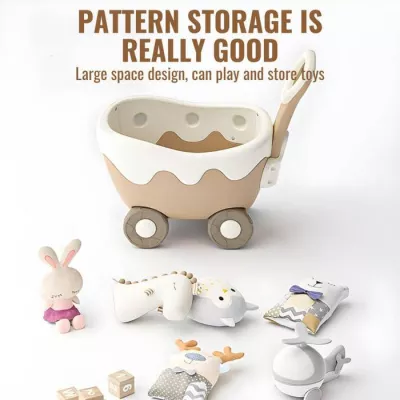 Cream Shopping Cart Walker Push Cart