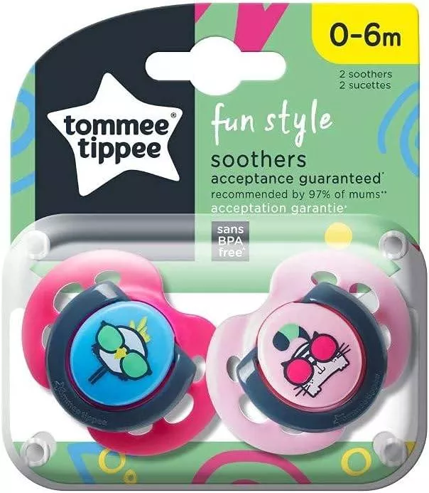 Tommee Tippee Fun Style Soother, 0-6 Months, Pack Of 2