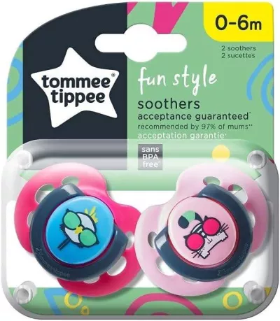 Tommee Tippee Fun Style Soother, 0-6 Months, Pack Of 2