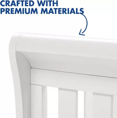 Babymore Eva Sleigh Baby Cot Bed White With Mattress Included