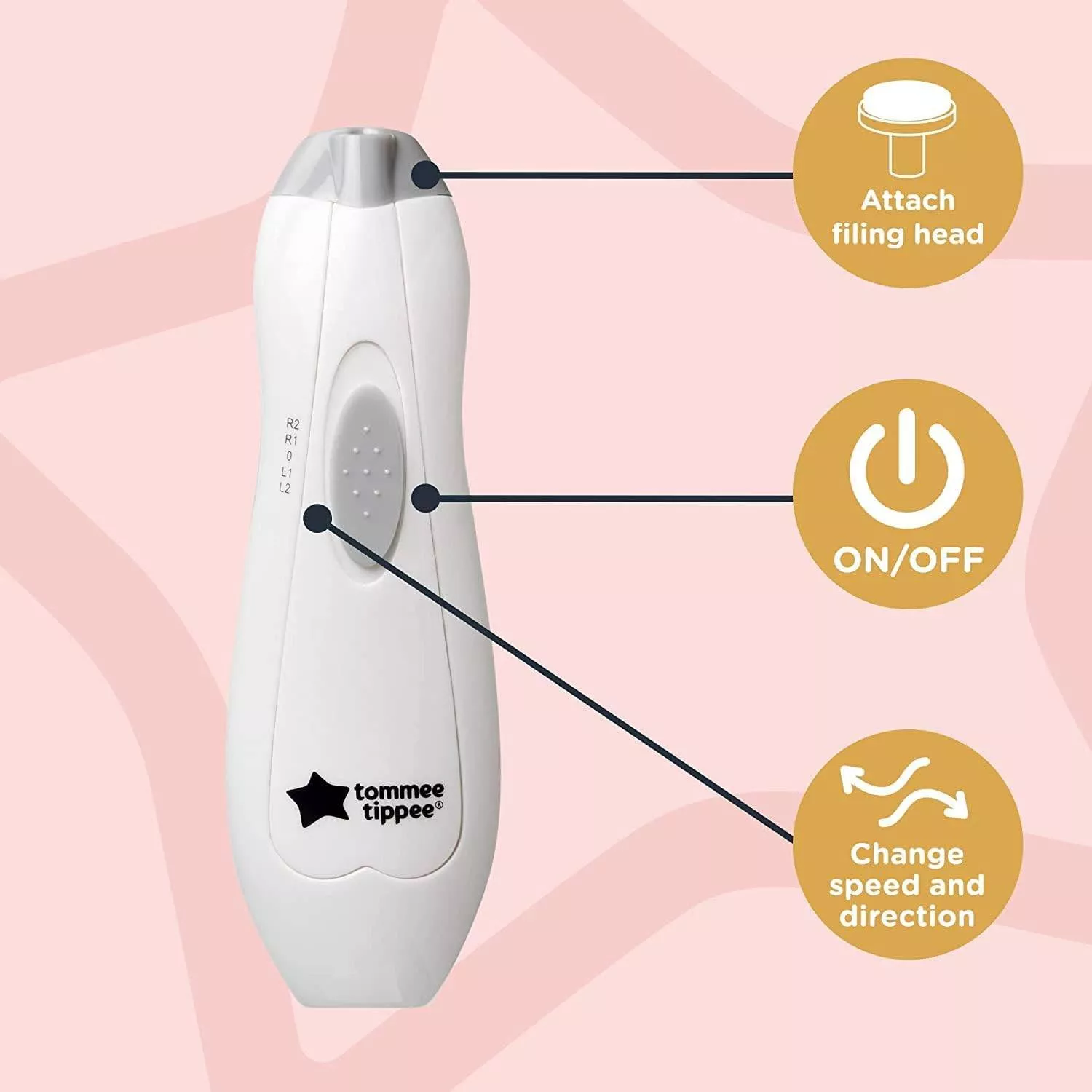 Tommee Tippee Electric Baby Nail File Trimmer, Battery-Powered