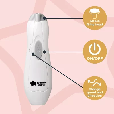 Tommee Tippee Electric Baby Nail File Trimmer, Battery-Powered
