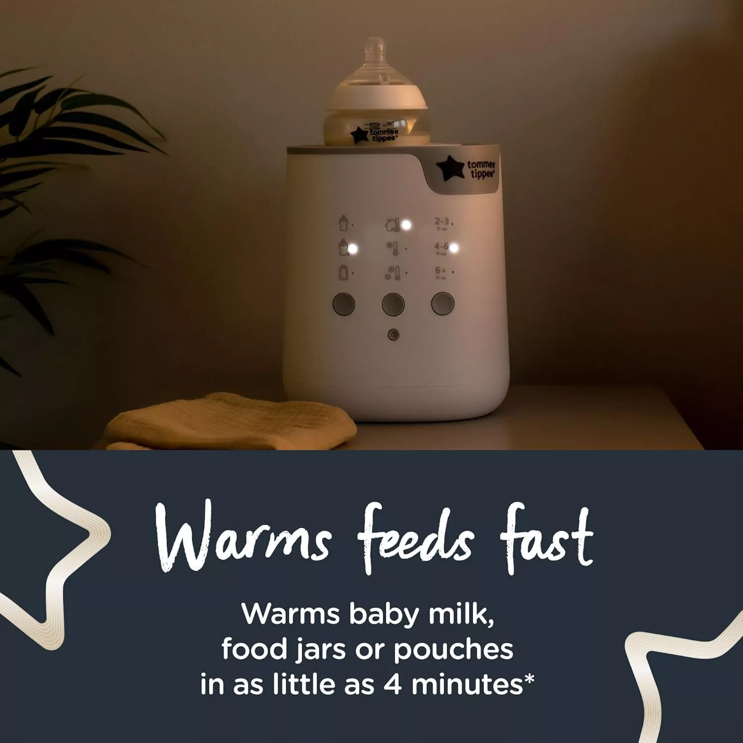 Tommee Tippee Multiwarm Bottle and Pouch Warmer, Warms Baby Feeds to Body Temperature in Minutes, Automatic Timer