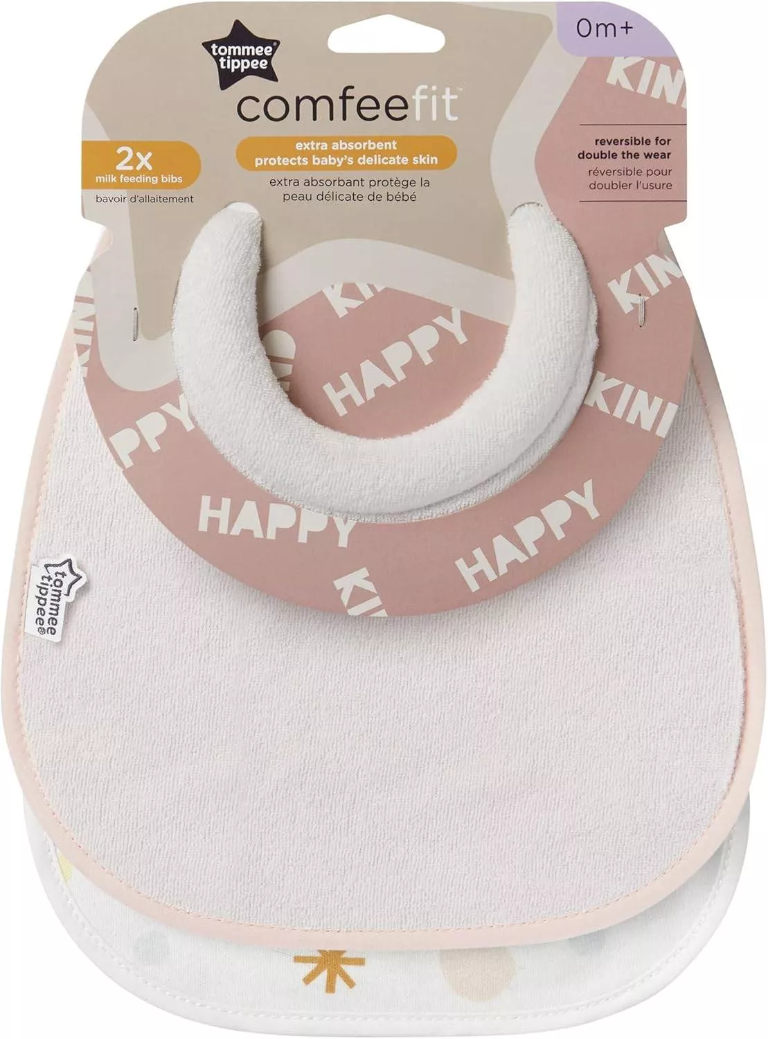Tommee Tippee Milk Feeding Bibs, Cream, Pack of 2
