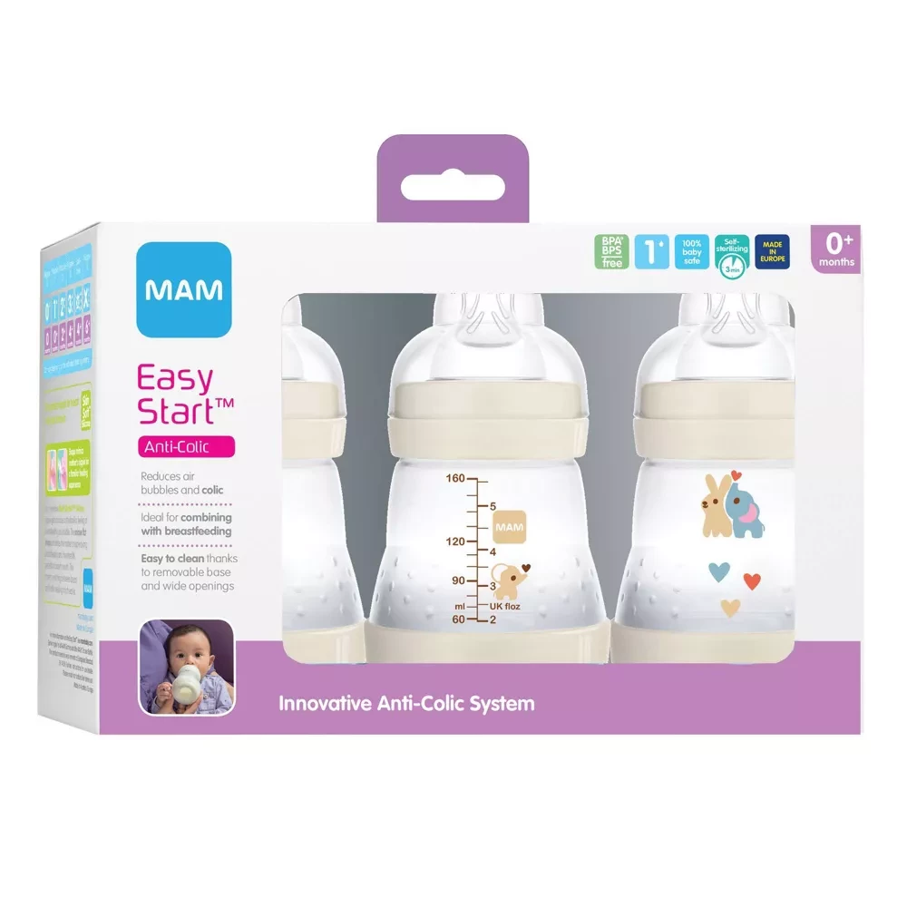 MAM Easy Start Anti-Colic Baby Bottles 0m+ - 5oz/3pk - Unisex