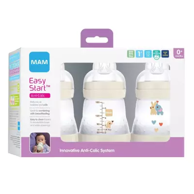 MAM Easy Start Anti-Colic Baby Bottles 0m+ - 5oz/3pk - Unisex