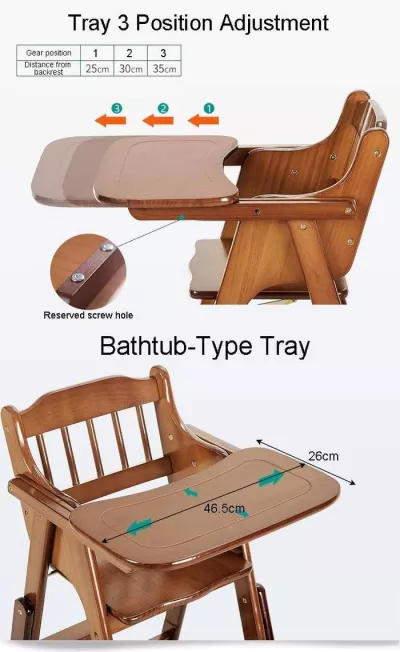 Adjustable Wooden High Chair