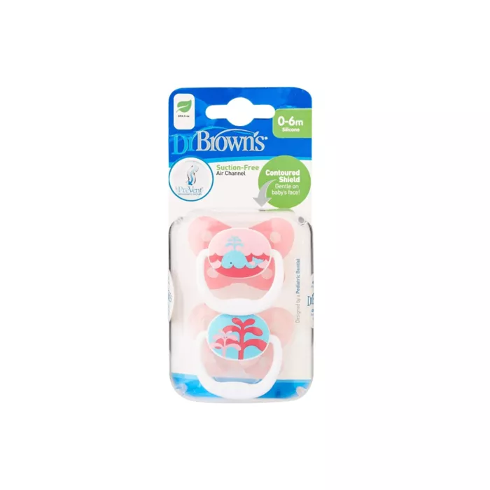 Dr Brown's Prevent Glow-In-The-Dark Butterfly Pacifier Stage 1 Blue 2 Pack 0-6m