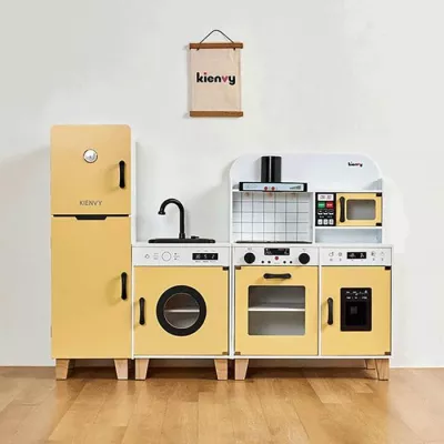 2in1 Pretend Cooking Sets Wooden Electric Kitchen Toys with Real Water