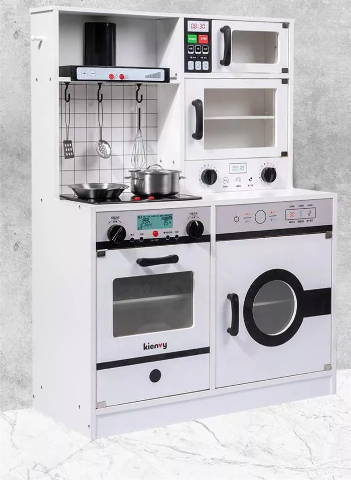 2in1 Pretend Cooking Sets Wooden Electric Kitchen Toys with Real Water