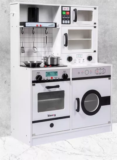 2in1 Pretend Cooking Sets Wooden Electric Kitchen Toys with Real Water