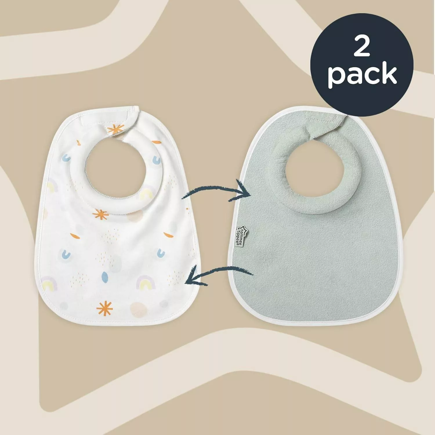 Tommee Tippee Milk Feeding Bibs, Cream, Pack of 2