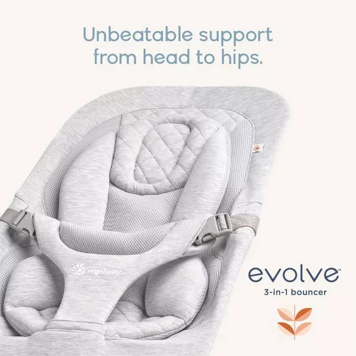 Ergobaby Evolve 3-in-1 Bouncer, Adjustable Multi Position Baby Bouncer Seat, Fits Newborn to Toddler,