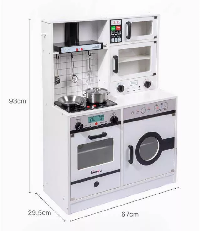 2in1 Pretend Cooking Sets Wooden Electric Kitchen Toys with Real Water