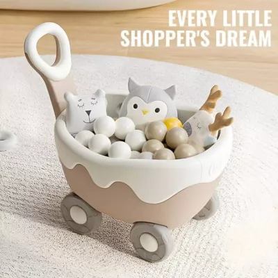 Cream Shopping Cart Walker Push Cart