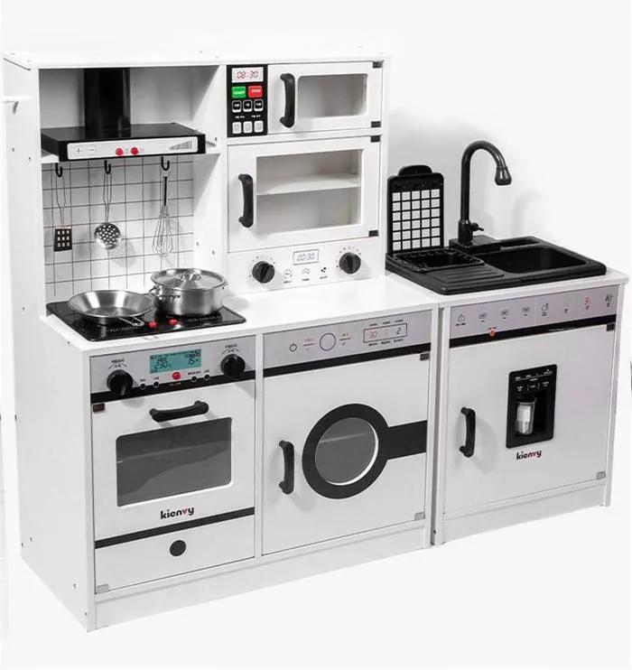 2in1 Pretend Cooking Sets Wooden Electric Kitchen Toys with Real Water