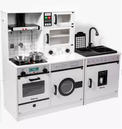 2in1 Pretend Cooking Sets Wooden Electric Kitchen Toys with Real Water