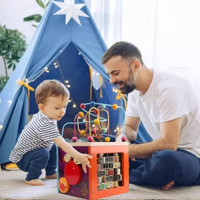 Wooden Activity Cube Bead Maze Toy
